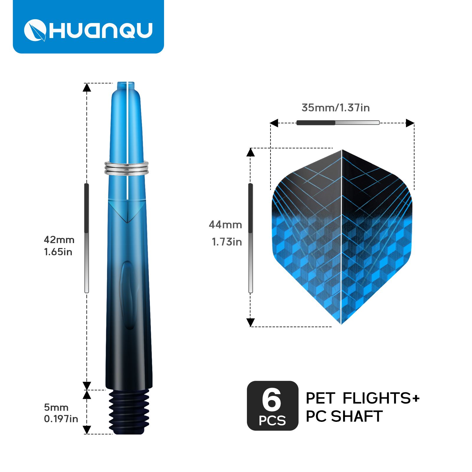 Huanqu 47mm Dart Shafts 6Pcs+  - Sports Equipment In Flight ulasan dan harga